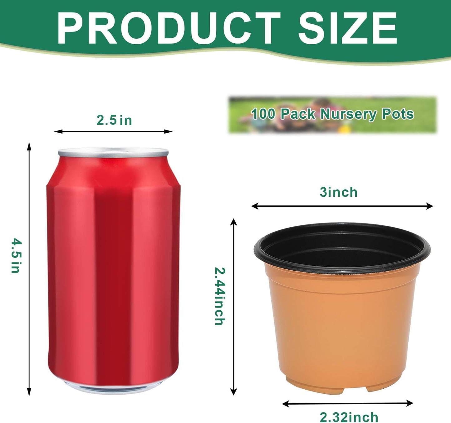 100 Pack 3 Inch Plant Nursery Pots for Plants, Small Plastic Pots with Drainage Holes, Seed Starter Pots for Transplanting, Succulents, Seeding, Cuttings, Flowers, Indoor Outdoor, Ochre