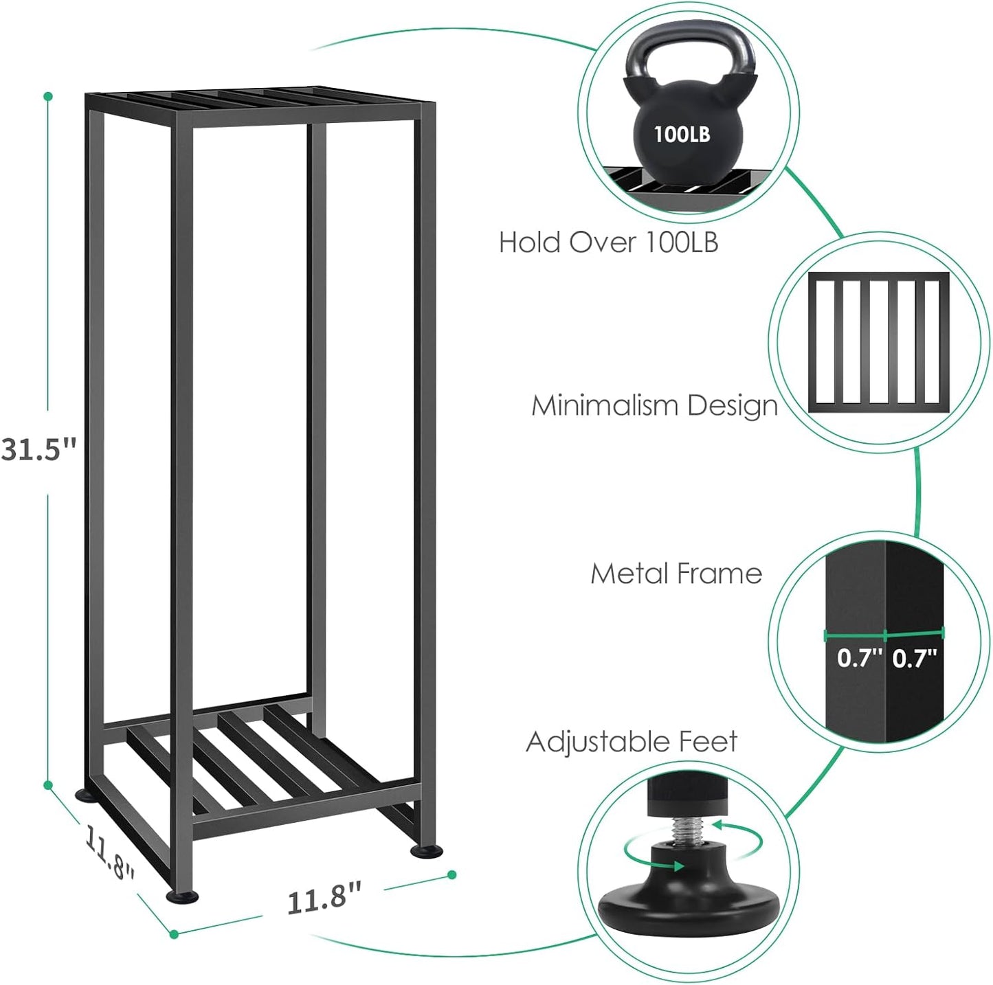 Plant Stand Indoor Outdoor, Wrought Iron Plant Stands 2 Tier Heavy Duty Metal Pedestal Stand Decorative Flower Stand for Patio Garden Deck Living Room