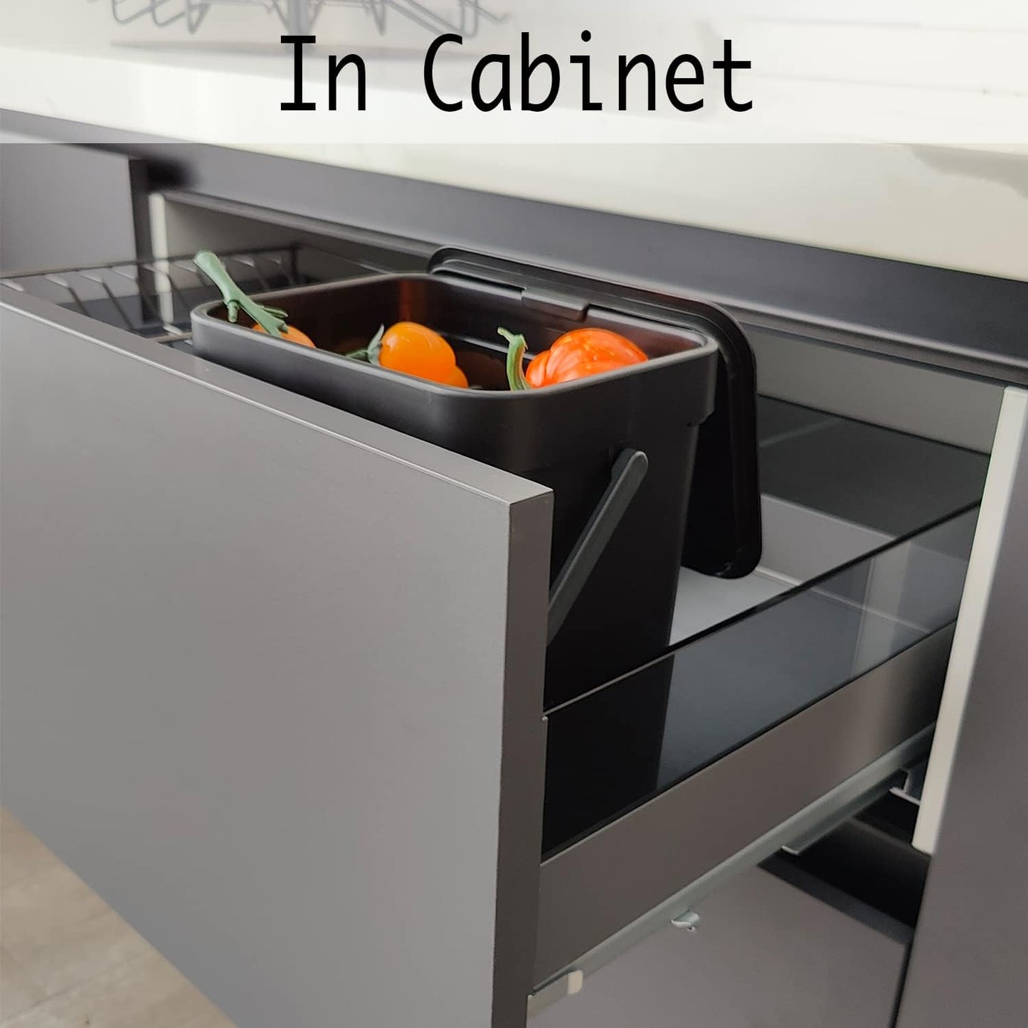 LALASTAR Countertop Compost Bin with Lid, Hanging Small Trash Can with Lid Under Sink for Kitchen, Food Waste Bin for Countertop, Mountable Garbage Can for Bathroom, RV, 5L/1.3 Gal, Black