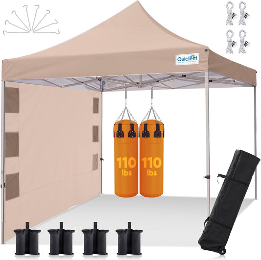 Quictent 10x10 Heavy Duty Pop Up Canopy Tent- Easy up Outdoor Commercial Canopies, Waterproof, 11ft Interior Height, Easy Setup, Includes Sand Weight Bags and Wheeled Carry Bag