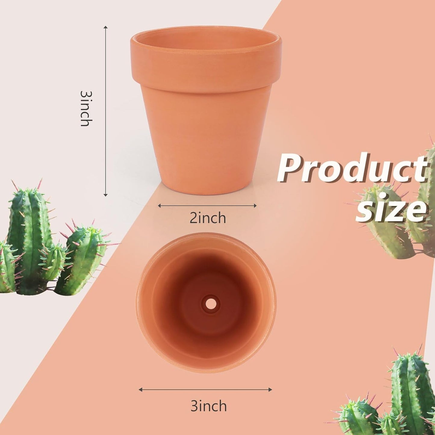 26 Pack Terra Cotta, 3inch Small Clay Flowerpots with Drainage Hole, Terracotta Pot for Indoor Outdoor Plant, Great for Plants, DIY Crafts