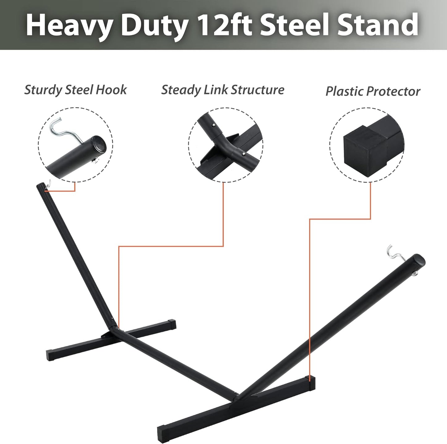 Two Person Hammock with Stand Heavy Duty, Outdoor Patio Hammock with Portable Steel Stand, Large Double Hammocks,480lbs Capacity.(Aruba)