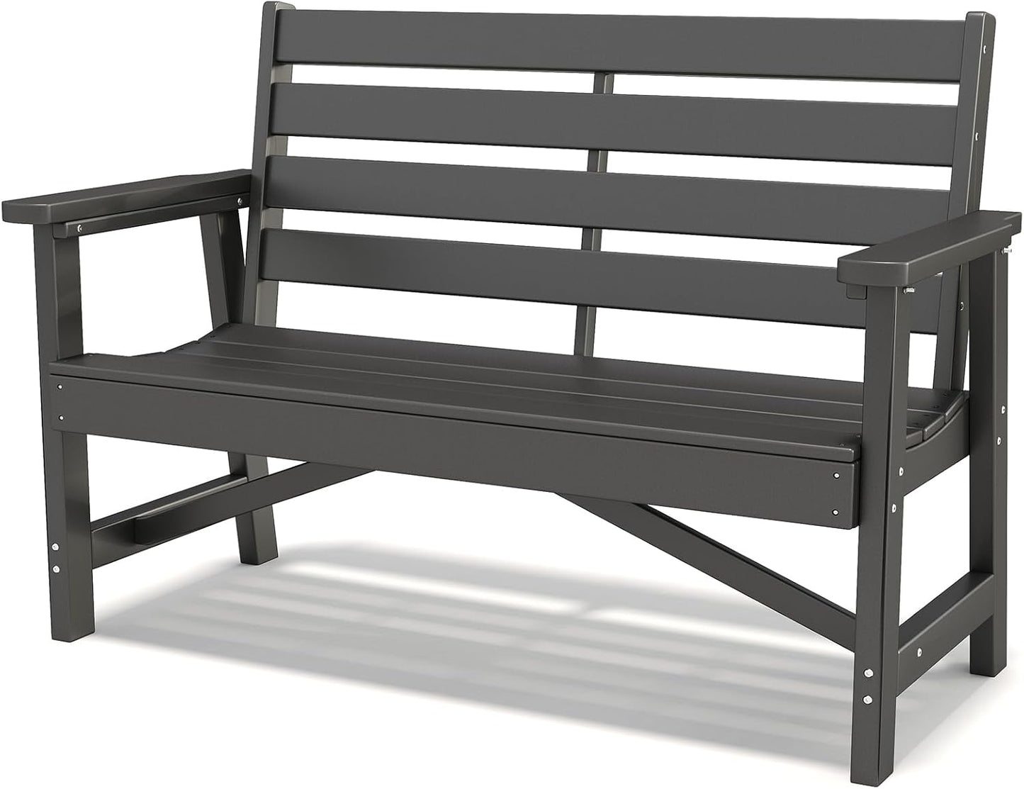 GREENVINES Outdoor Bench | 51.5’’ | HDPE | Garden Benches | Weatherproof | for Outdoors Patio Park Porch Outside Backyard | 2-Person | Black