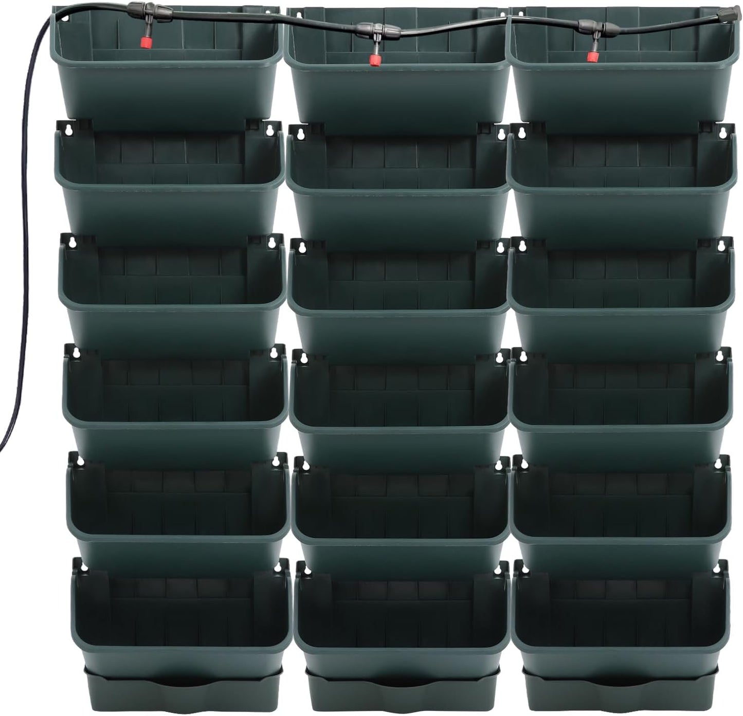 Self Watering Wall Planter with 18 Pots, Wall Planters for Indoor Plants, Vertical Garden Planter, Wall Mounted Plastic Plant Grow Pots for Fruits Vegetables Flowers Herbs (Green)