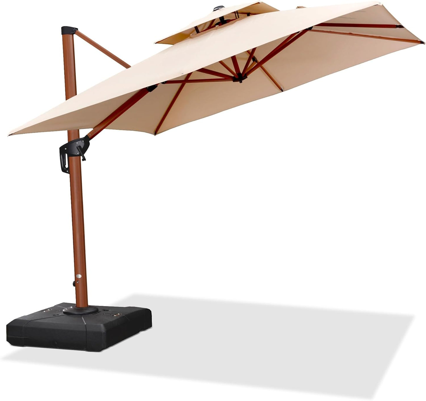 PURPLE LEAF 9ft Patio Umbrella Outdoor Square Umbrellas Large Cantilever Umbrella Windproof Offset Heavy Duty Sun Umbrellas for Garden Deck Pool Patio, Beige