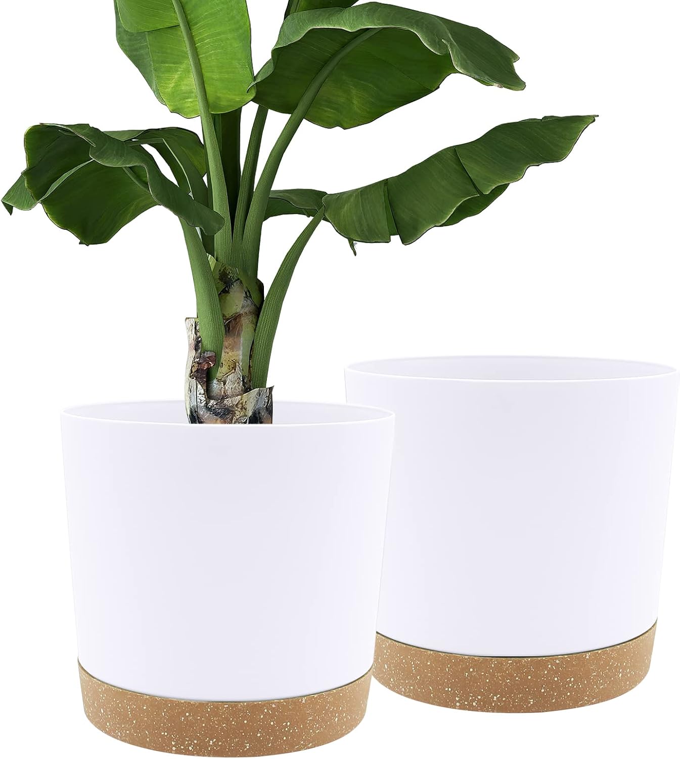 QCQHDU 12 inch Plant Pot, 2 Pack Planters for Indoor Plants with Drainage Holes & Saucer, Outdoor Flower Pots Home Garden Modern Decor