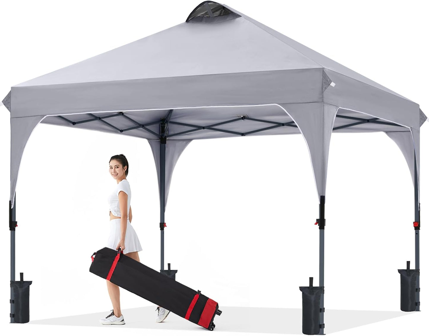 COOSHADE Pop Up Canopy Tent, 10x10 Easy Setup Instant Canopy Sun Shelter Beach Tent, Portable Sports, Grey