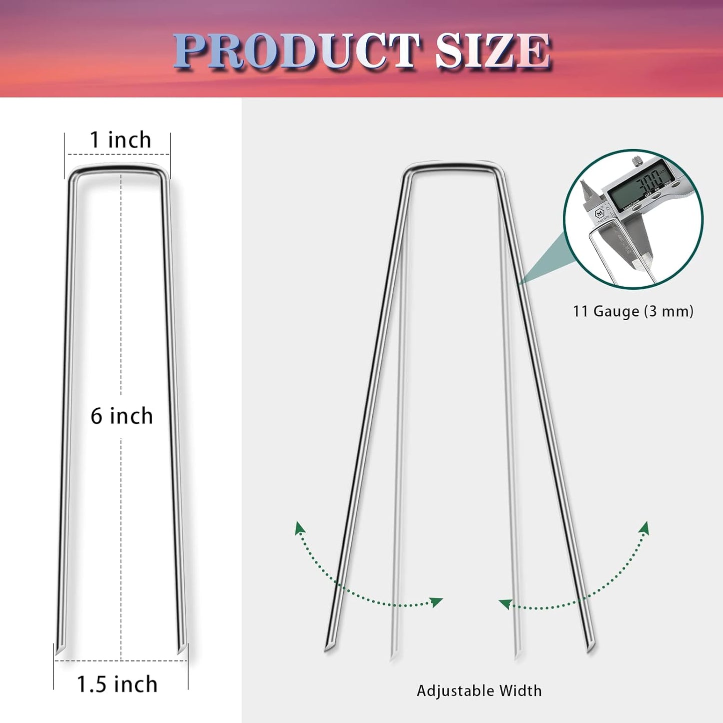 Gtongoko 200 Pack Galvanized Landscape Staples Garden Stakes Plant Cover Stakes 6 Inch 11 Gauge SOD Staples Fence Stakes for Landscaping Securing Weed Barrier Fabric, Decoration