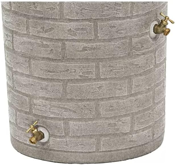 Impressions Downton Rain Barrel, 50 Gallon Capacity, Brick Pattern, with Brass Spigots (Sandstone)