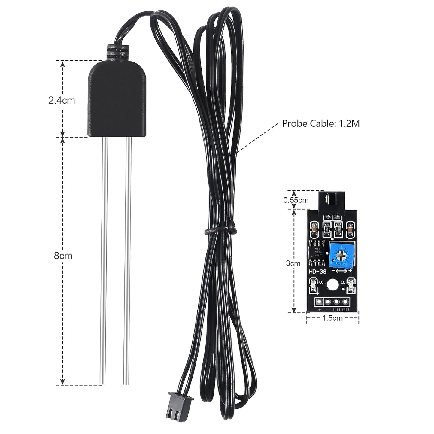 Alinan 2Sets Resistive Soil Moisture Sensor, Humidity Detector with Corrosion Resistant Probe, Digital Analog Signal Output for Garden Automatic Watering System