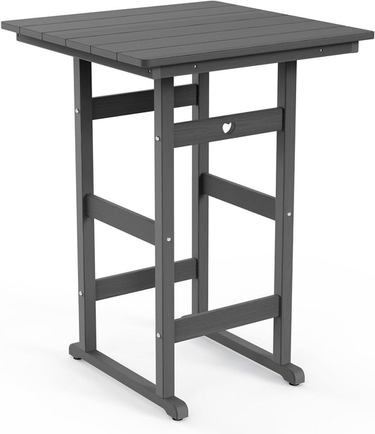 Adirondack Outdoor Bar Table, Durable HDPE Composite, Weather Resistant, Easy to Clean, Perfect for Backyard and Poolside Use, Grey