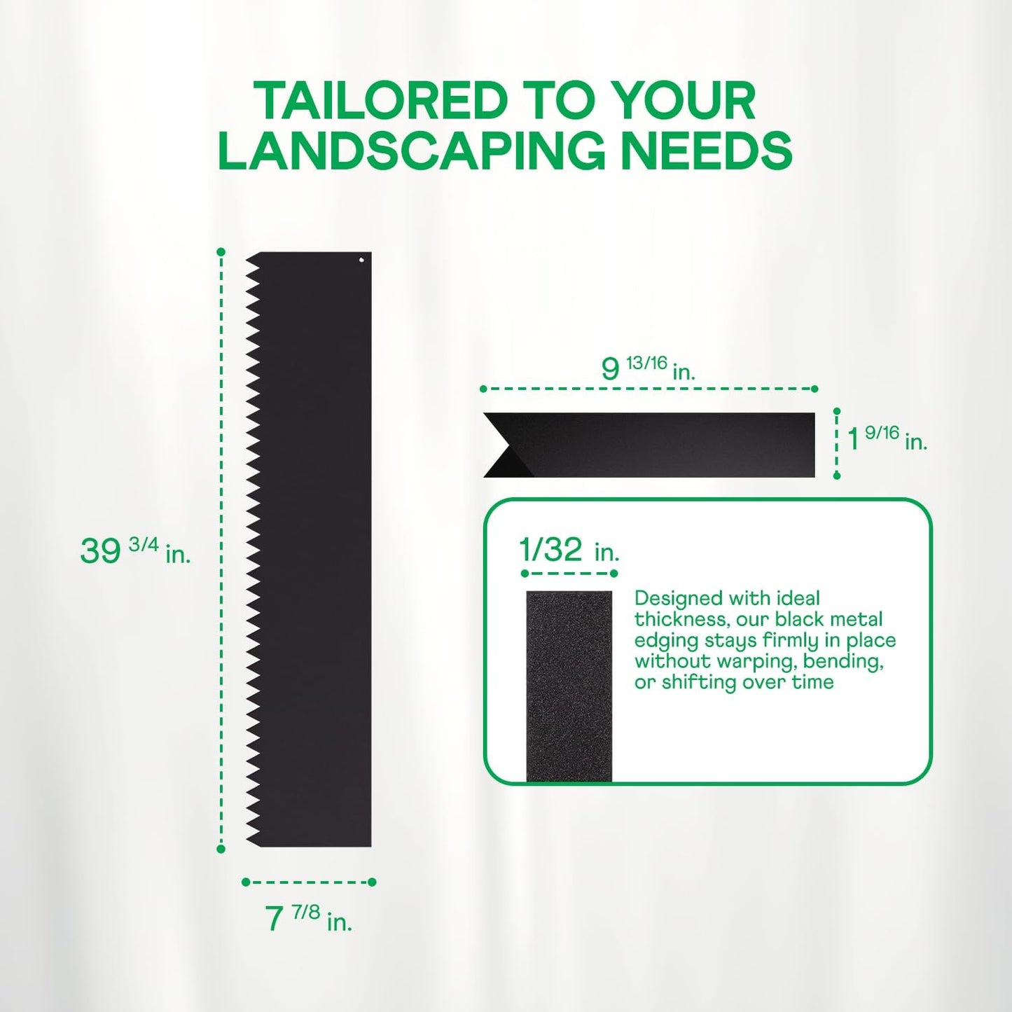 IDZO Black Metal Landscape Edging 8" H, Weather-Resistant Steel Garden Border, Flexible Lawn Barrier, Easy Installation for Flower Beds, Paths, Driveways, and Outdoor Spaces - 6 Pieces