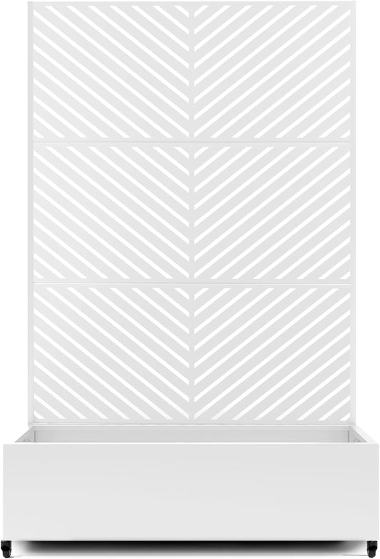 Raised Garden Bed with Trellis and Wheels,73"x47"x16" Metal Raised Garden Bed,White Parallel Metal Planter with Climbing Trellis for Vines & Vegetables