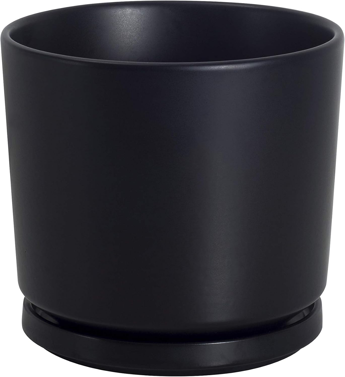 Ekirlin 7 inch Plant Pots,Ceramic Flower Planters Indoor,Modern Succulents Containers with Drain Hole Saucer,Decorate Home,Office & Outdoor (Black)