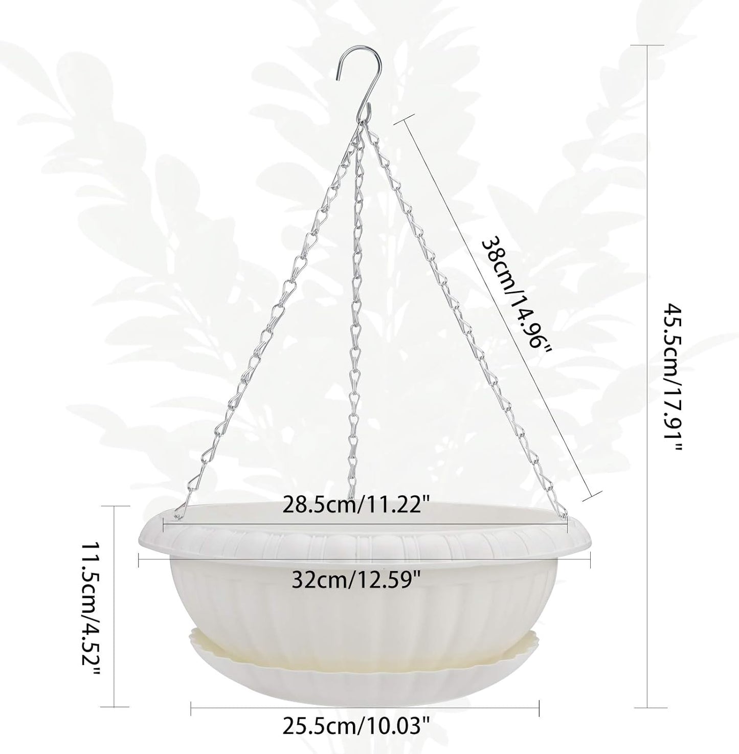 summer flower 12.59" Large Hanging Planters with Drainage Hole&Tray, Hanging Flower Pots Plastic Plant Hanger Holders Hanging Basket for Indoor Outdoor Home Garden Herb Succulent (Pack 3)