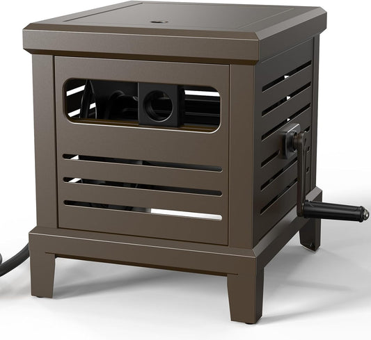 Hose Reel, Heavy Duty Hose Reel Box Hideaway Holds 100 ft x 5/8" Hose, Never-Leak System, Manual Crank Handle, Hose Guide, Stable Foot Pedal, Ideal for Yards, Patios, and Garden Sheds