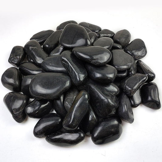 20lbs Large River Rocks for Landscaping, 3-4" Black Pebbles for Garden Design, Hand-Picked Smooth Stones for Fish Tank, Flower Pots, Indoor Water Fountains, Pathways, Backyard