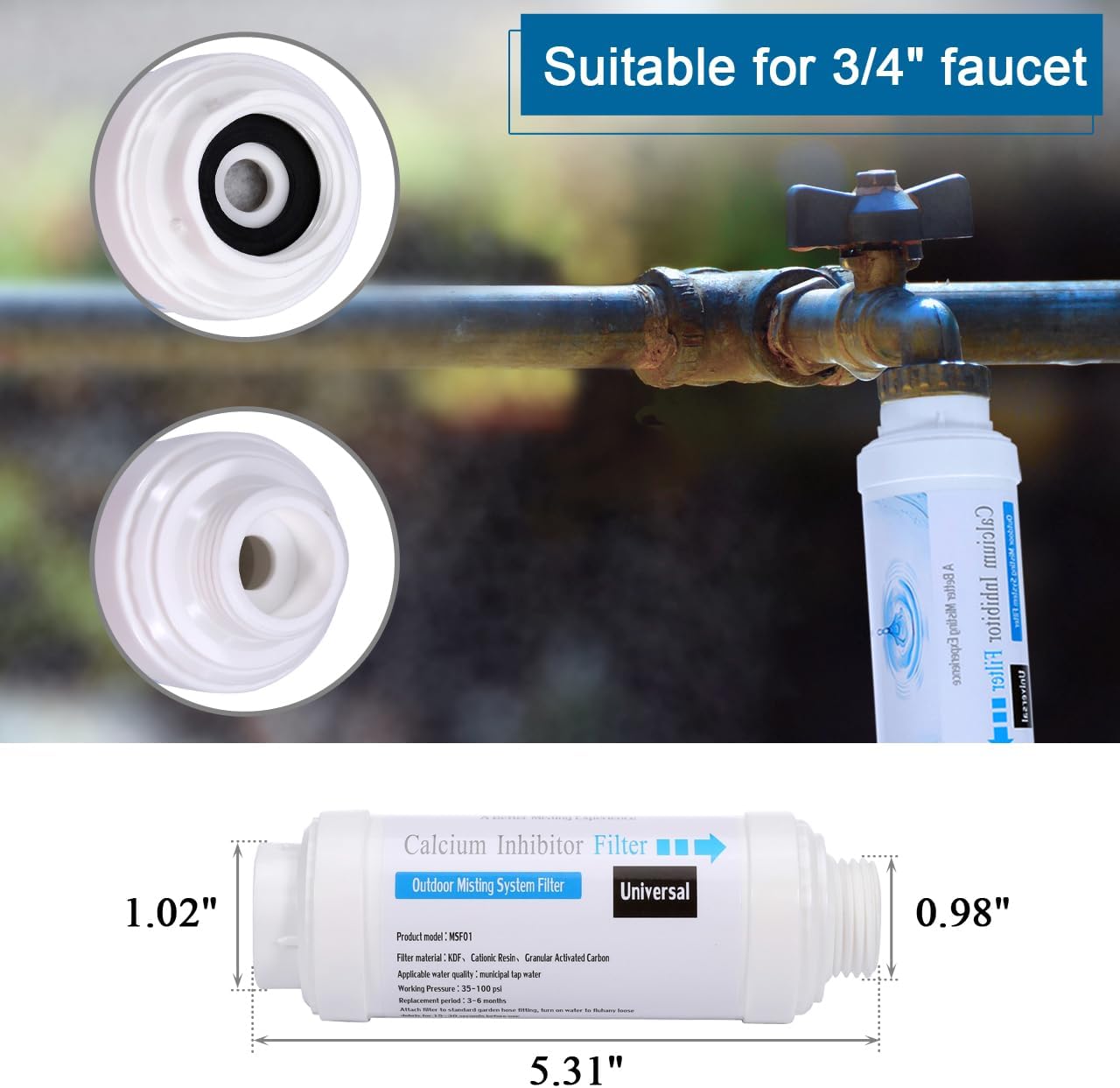 Mornajina Automatic Drip Irrigation Kits Garden Irrigation System, Includes Calcium Inhibitor Filter & 66FT 5/16 inch Irrigation Tubing Hose & 20Pcs 360° Bending Dropper Atomizing Mist Nozzles Tee