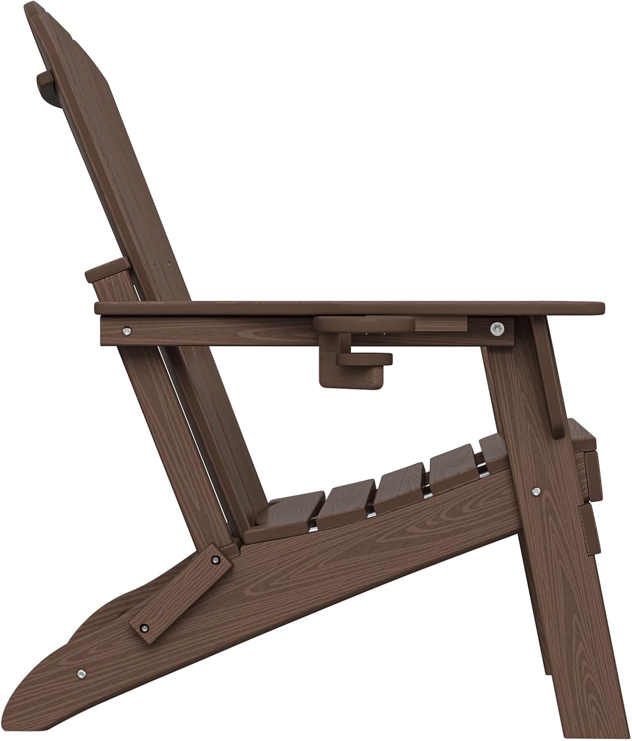 Folding Adirondack Chair with Cup Holder Set of 4, HDPE Patio Chairs,All-Weather Outdoor Chairs for Backyard, Deck,Fire Pit-Coffee