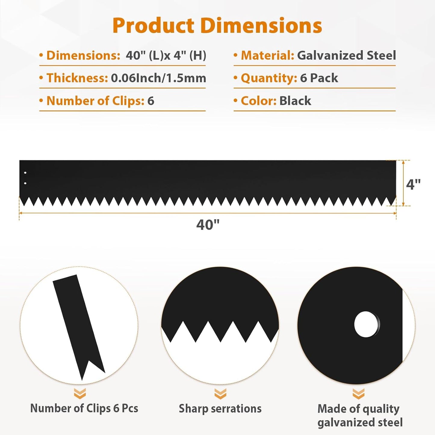 Steel Landscape Edging 40 Inch Strips, Steel Edging 4 Inch Depth, 6 Pack Hammer in Landscape Edging, Metal Landscape Edging, Metal Edging for Landscaping