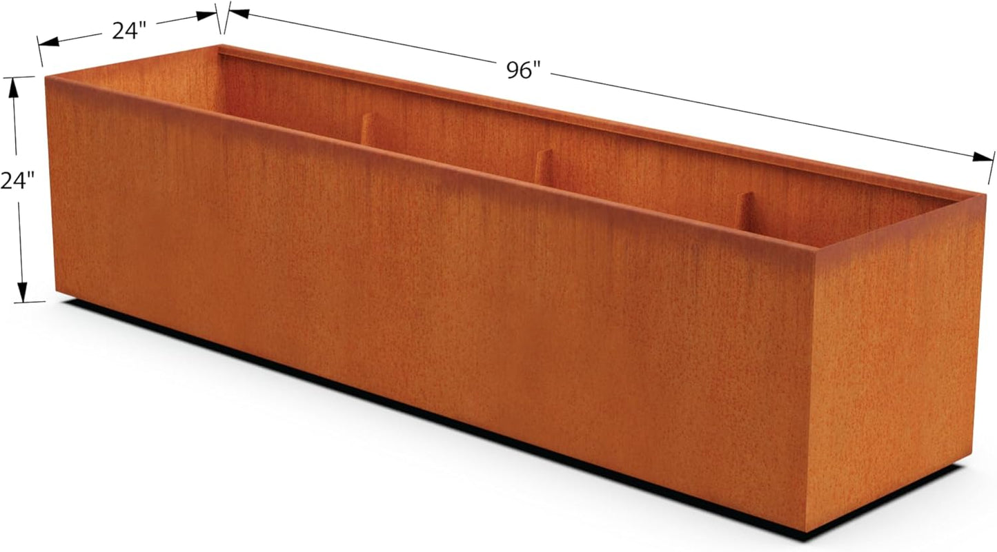 Corten Steel Planter Rectangle Outdoor Metal Garden Box Heavy Duty | Made in USA | Fully Assembled