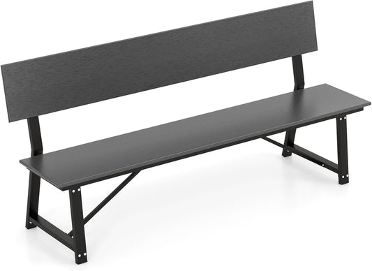 Tangkula 72” Outdoor Bench, Extra Long Patio HDPE Bench for 4 People, 1100 lbs Weight Capacity, Heavy-Duty Patio Picnic Dining Bench for Garden, Porch, Lawn, Backyard & Park