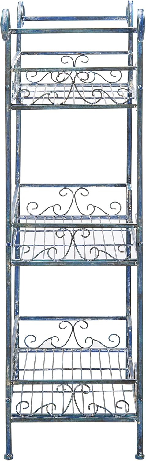 Safavieh PAT5006C-Outdoor Collection Noreen Victorian Antique 3-Tier Shelf, Mossy Blue