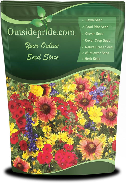 Outsidepride Texas & Oklahoma Wildflower Seed Mix - 1 lb. Drought-Tolerant, Blend of Annual & Perennial Flower Seeds for Vibrant, Pollinator-Friendly Gardens, Thrives in Full Sun & Well-Drained Soil