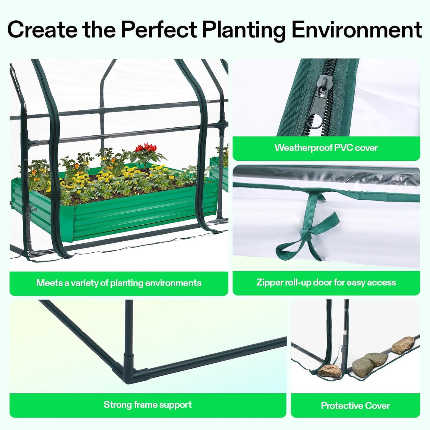 VIVOSUN Portable Mini Greenhouse 94.5x36x36-Inch Tunnels, PVC Cover with Roll-up Zipper Door, for Indoor Outdoor or Garden Plant Growing