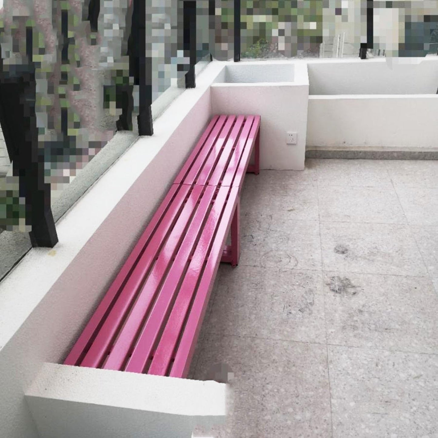 Weatherproof Metal Dining Bench, Outdoor Bench Backless Patio Bench 2-Person Farmhouse Bench Garden Bench for Kitchen, Living Room, Entryway(Pink,59in)