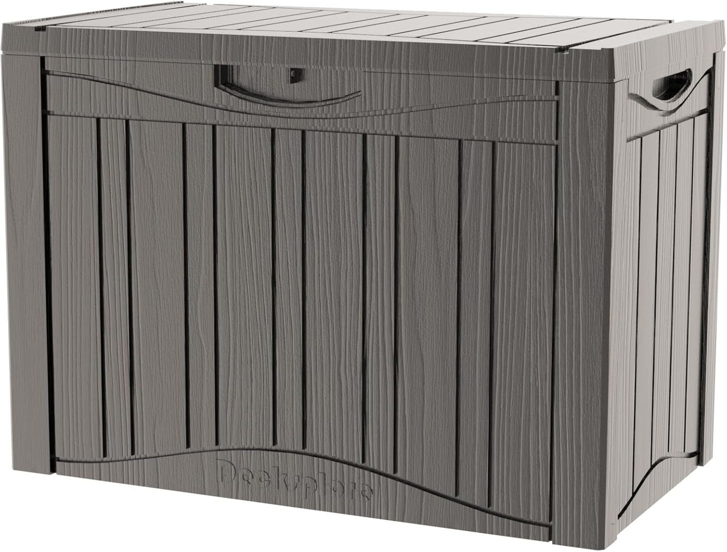50 Gallon Waterproof Large Resin Deck Box Indoor/Outdoor Lockable Storage Container and Seating for Garden, Pool, and Patio (50 Gallon, Grey)
