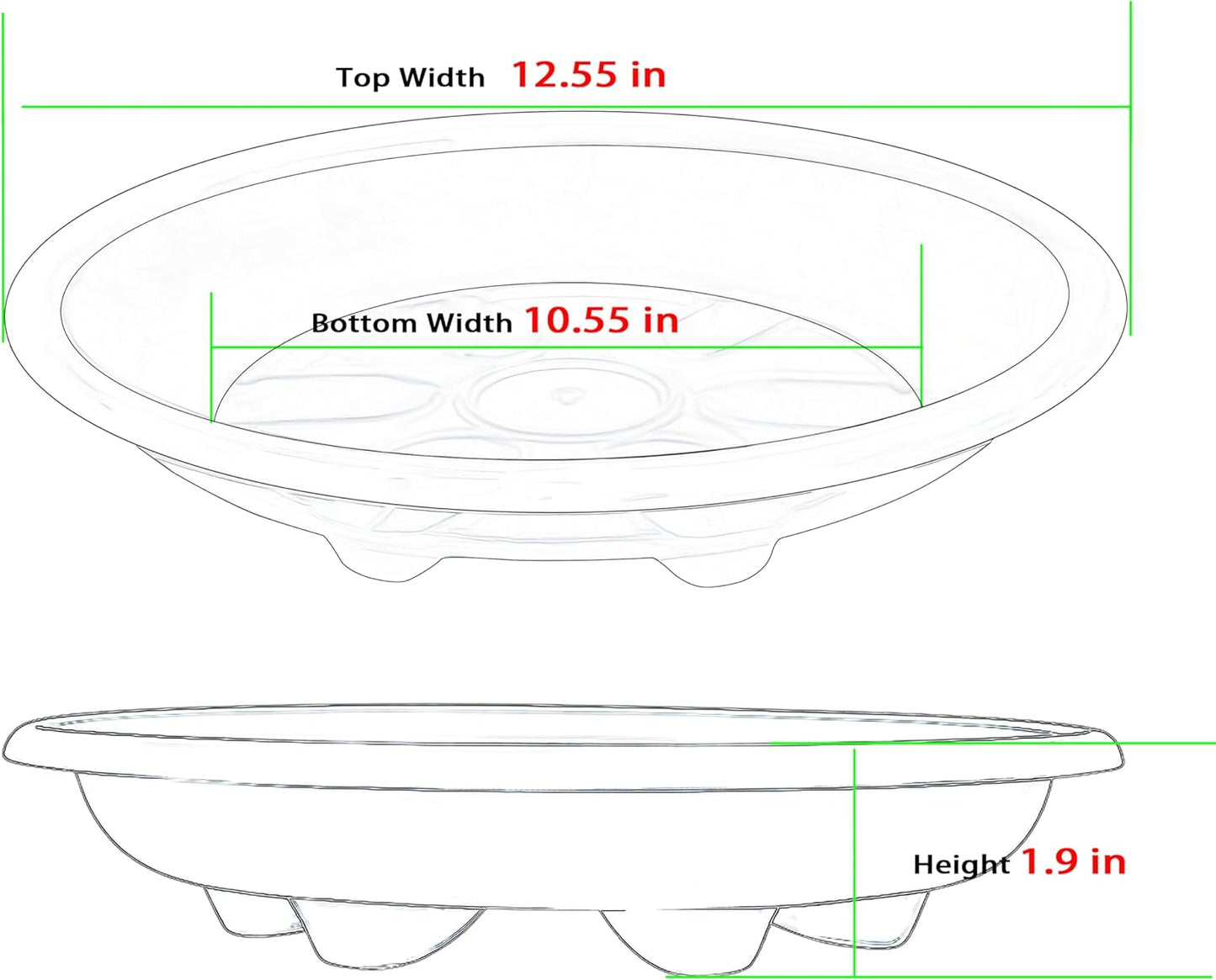 6 Pack of 12 inch Plant Saucer, Large Heavy Duty Plastic Plant Saucers Round, Plant Drip Trays for Indoors Outdoor, Plant Water Tray for Planters, Black