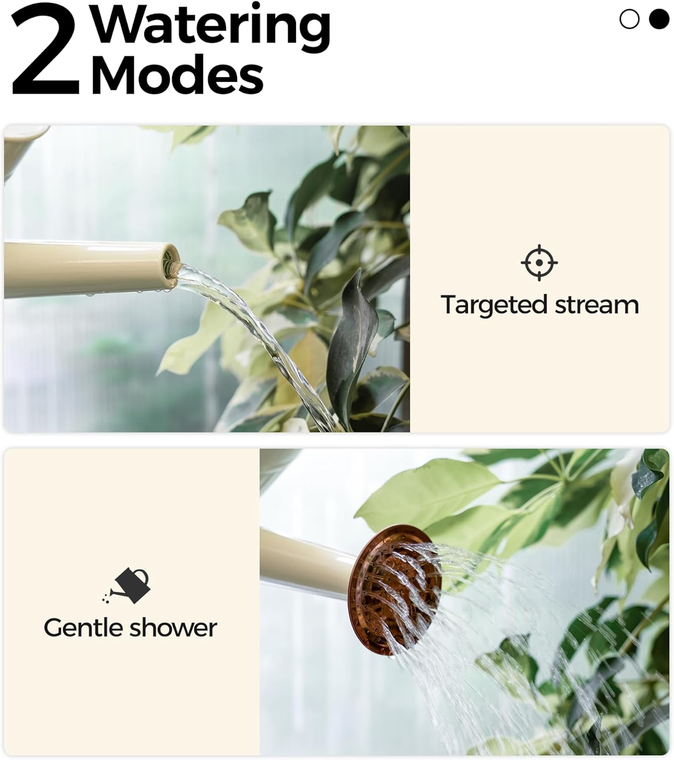 Bamworld Watering Can for Indoor Outdoor Plant Metal Watering Can with Removable Spout Embossd Design Plant Watering Devices Stainless Steel 1/2 Gallon Watering Cans Perfect Home & Garden Décor Creamy