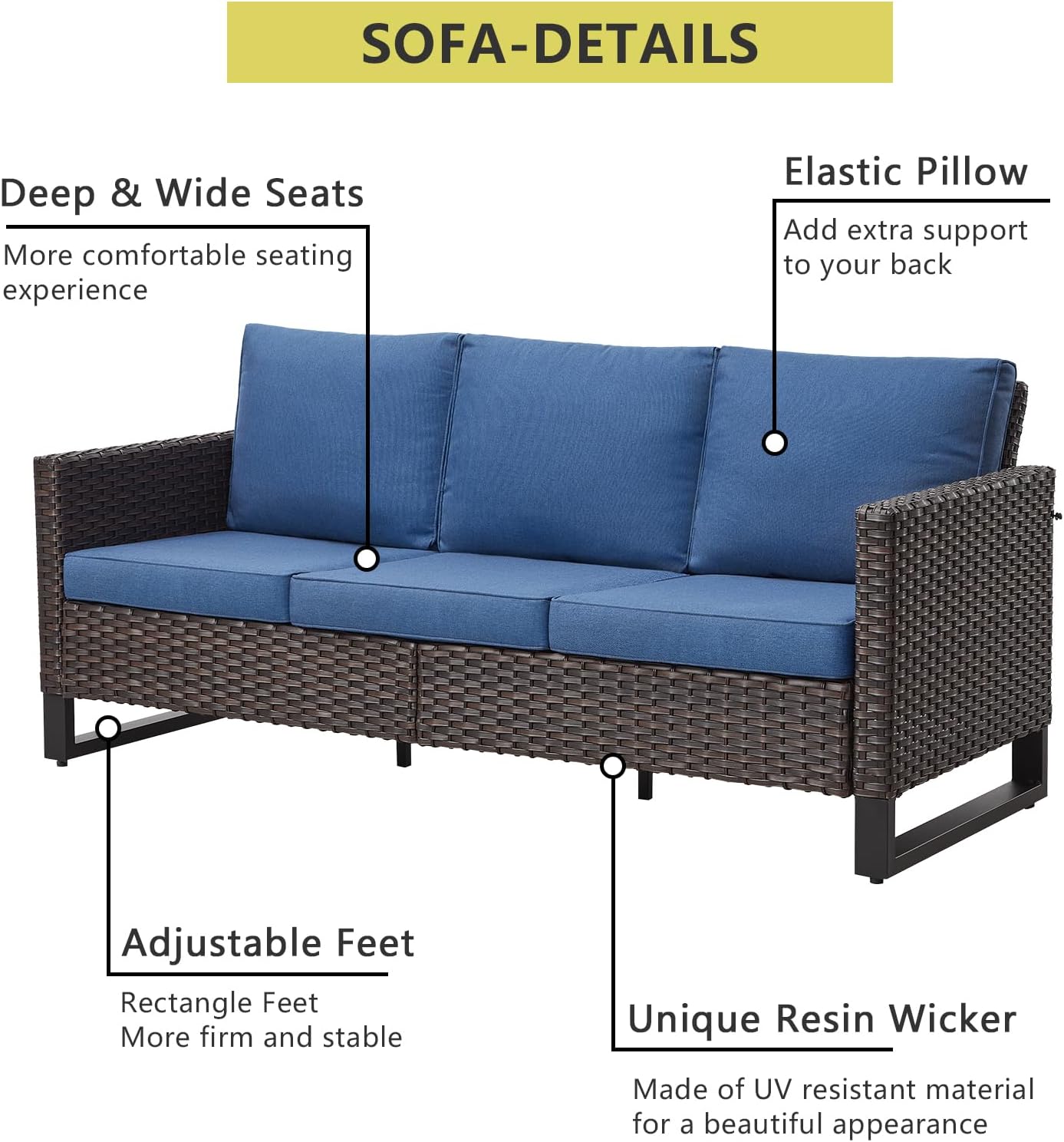 HUMMUH 7 Piece Patio Furniture Set with Fire Pit Table 41in 55,000 BTU,Wicker Outdoor Conversation Sets - Outdoor Swivel Rocker Chairs Patio Sofa for Porch,Garden,Backyard