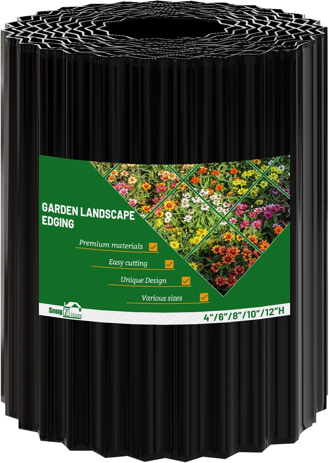 SnugNiture Corrugated Metal Garden Edging,8" x 20' Sturdy Lawn Edging Border,Landscape Edging Border for Lawn, Flower Bed,Garden and Yard