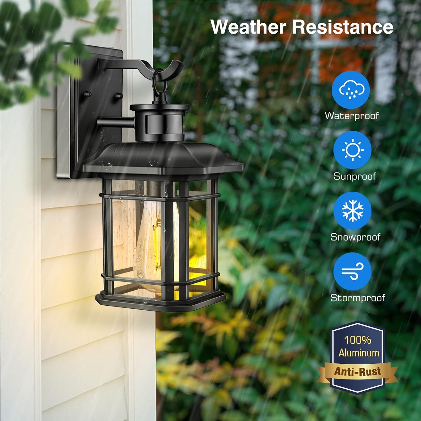 VIANIS 2 Packs Motion Sensor Outdoor Lights, Dusk to Dawn Outside Lights for House, Black Outdoor Light Fixture Sconce for House, Doorway, Entryway, Waterproof, Anti-Rust