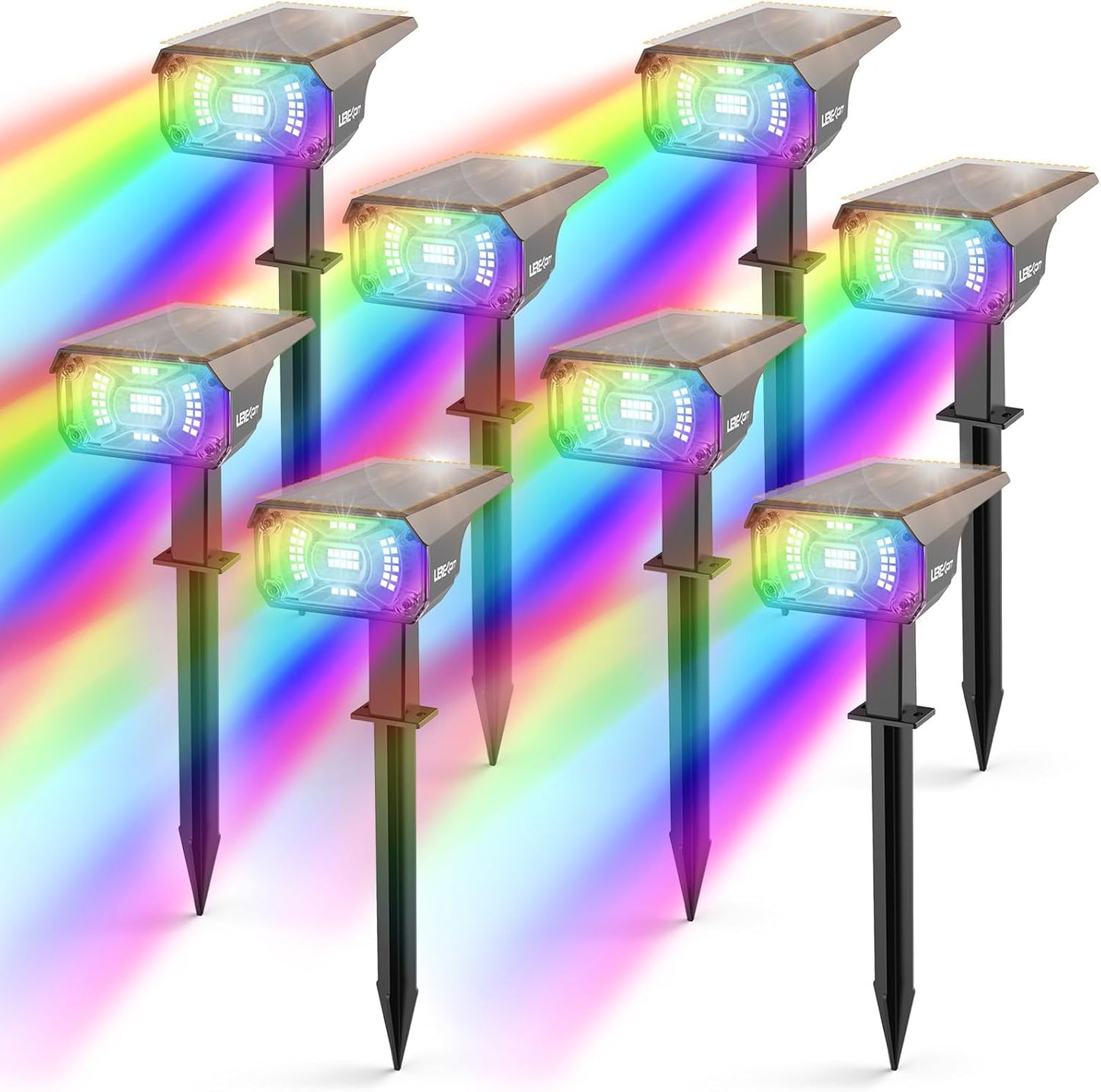 Solar Spotlights Outdoor, 40 LED s Color Changing RGB Waterproof Landscape Lights with 9 Light Modes, Colored Solar Spot Lights Auto On/Off, for Pathway Garden Pool Patio Yard