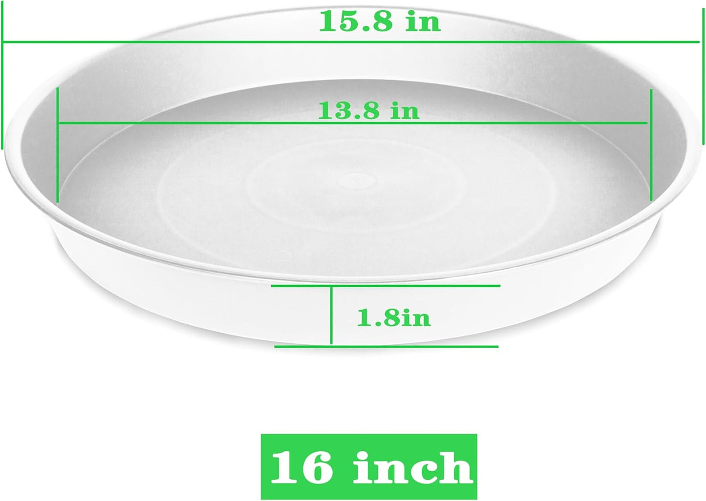 4 Pack of 16 inch Plant Saucer White, Bird Bath Bowls, Heavy Duty Plastic Plant Saucer Round White