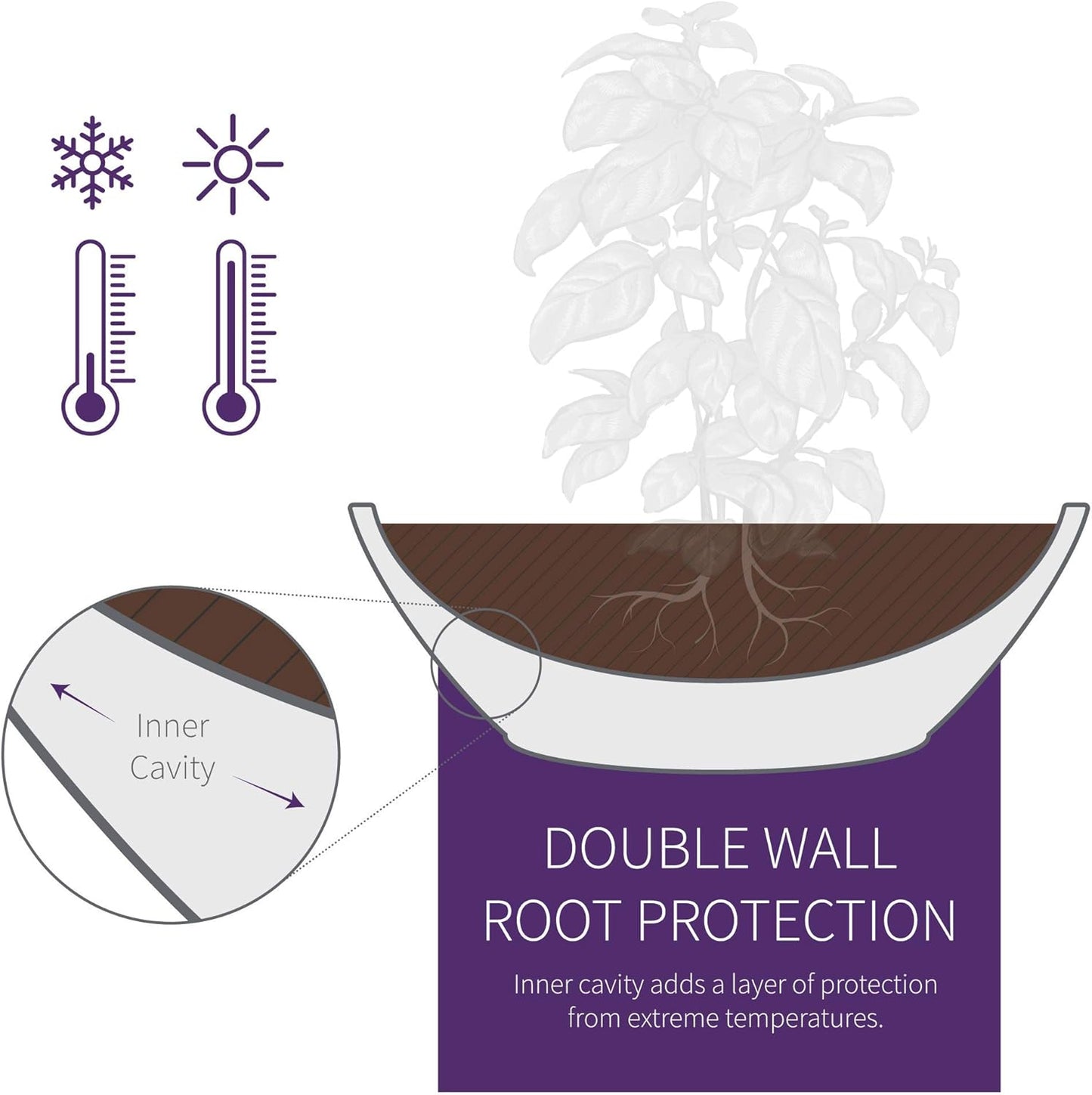 Crescent Garden Delano Oval Planter Bowl, Succulent Garden, Unique Indoor/Outdoor Double-Walled Plant Bowl with Plug- Oval Shape - 24" L x 17" W x 8" H (Midnight Blue)