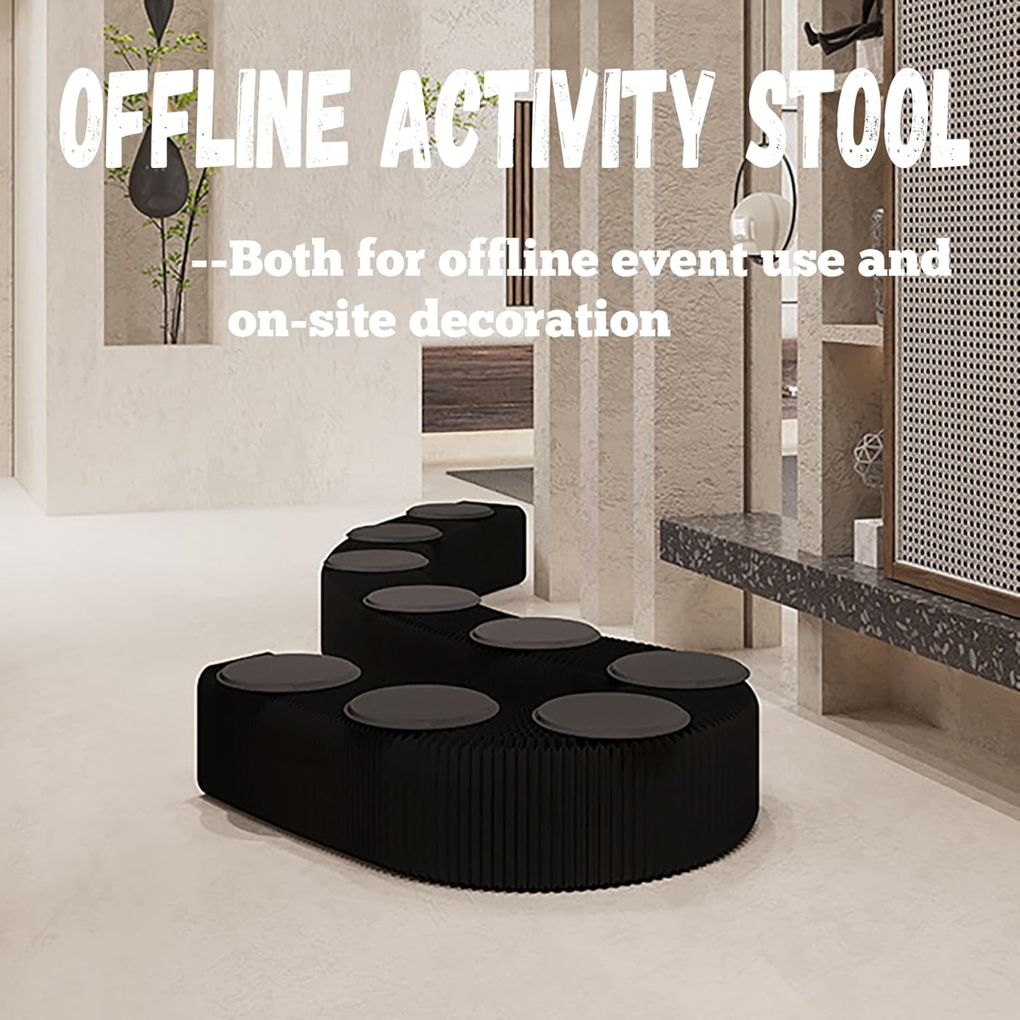 Foldable Kraft Paper Stool, Honeycomb Accordion Folding Bench, Collapsible Paper Stool for Small Spaces, Portable Footrest and Side Table for Living Room and Office,Red-30×30×600cm