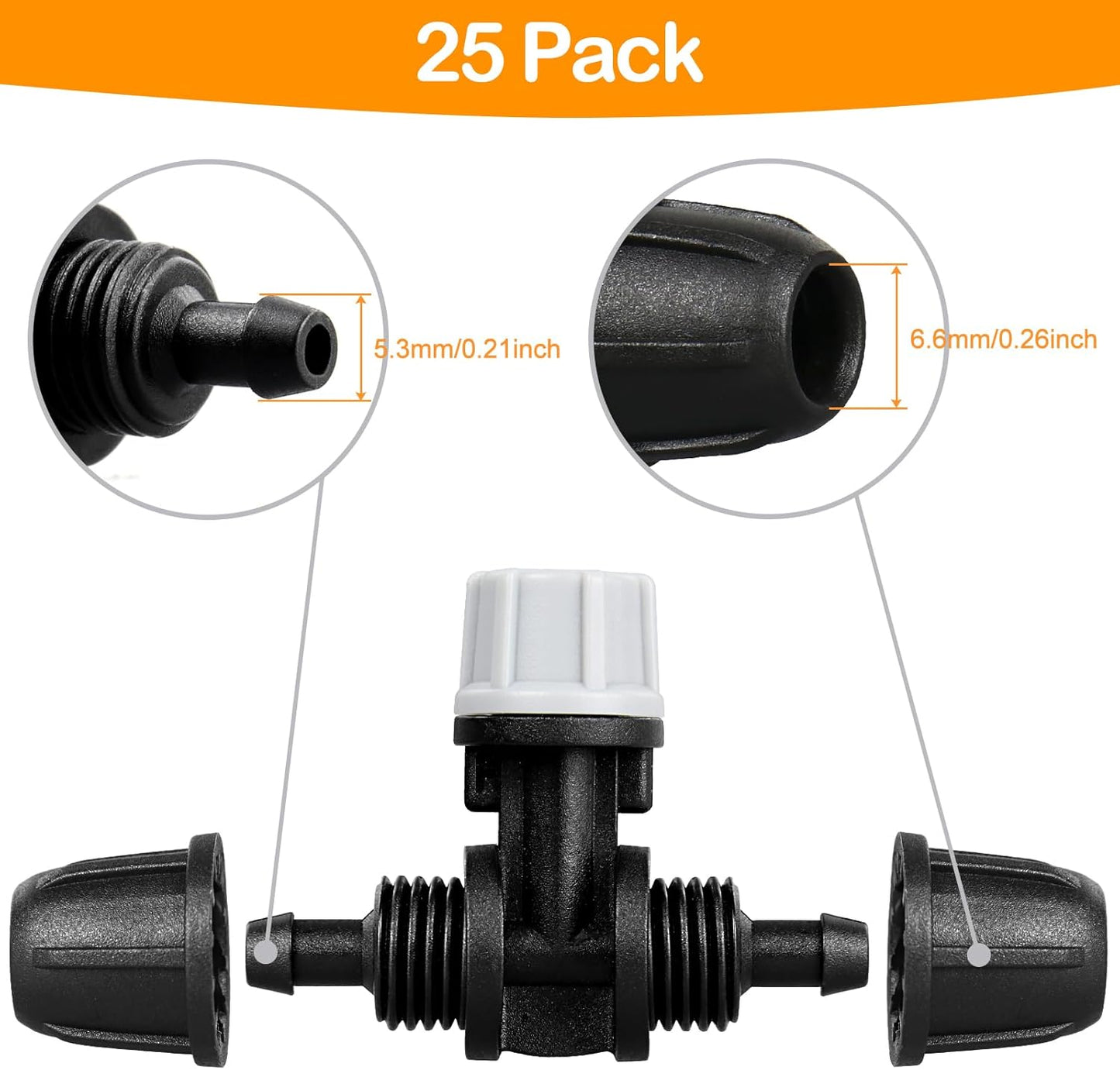 Upgraded Micro Spray Irrigation Drippers, 25 Pieces Three-Way Atomizing Nozzle Fitting for 1/4 Inch Tubing Lock Barbed Drip Line Parts Emitters for Garden Greenhouse Sprinkler Misting System