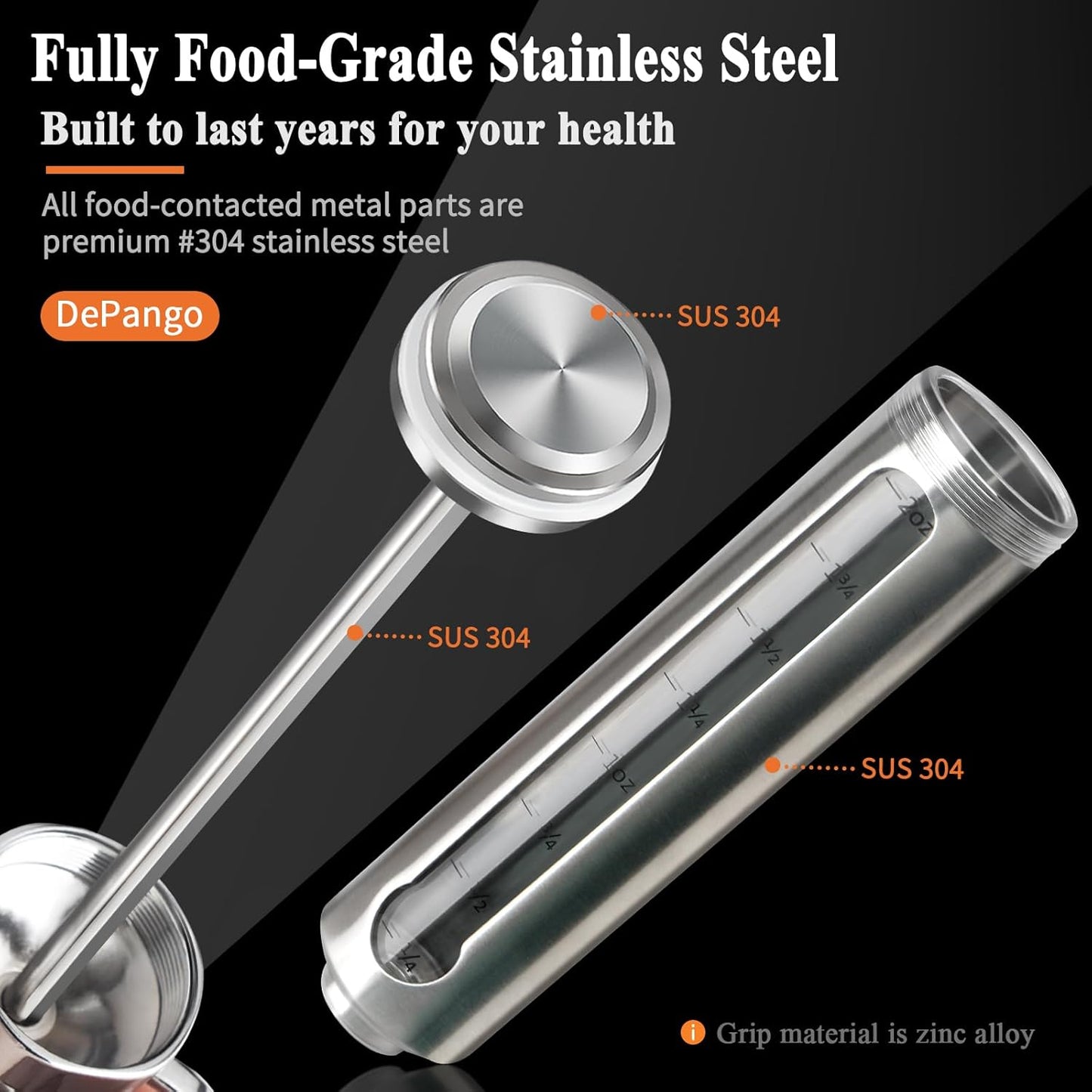 Meat Injector, Stainless Steel Marinade Injector Flavor Syringe Kit with 2-oz Measurement Window for Smoker Food BBQ Grill, Cooking Turkey Chicken Steak Beef Brisket Pork-Chops, 3 Meat Needles