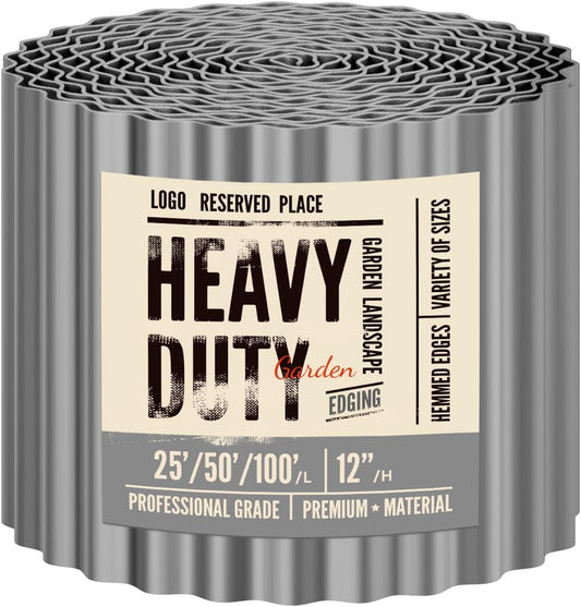 Land Guard Corrugated Garden Edging Border, 12" x 100' Landscape Paver Edging, Tall Landscape Edging, Fence for Garden, Flower Bed, Lawn and Landscape Edging (Grey)