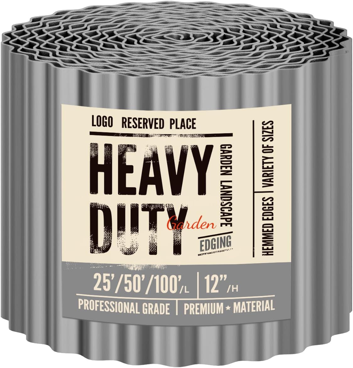 Land Guard Corrugated Garden Edging Border,12" x 50' Landscape Paver Edging, Tall Landscape Edging, Fence for Garden, Flower Bed, Lawn and Landscape Edging (Grey)