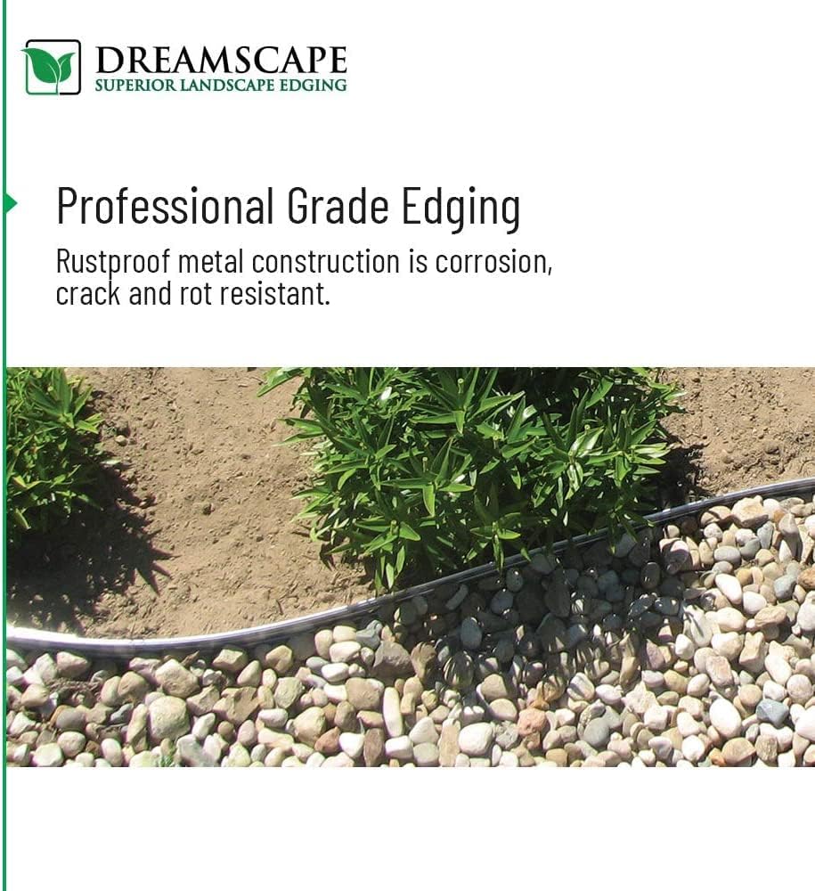 Dreamscape E-Z Edge Aluminum Landscape Edging - 12 Strips, 6ft Each (72ft Total), Mill Finish (Natural Aluminum) - Professional Quality Landscaping Border, Metal Divider for Lawn, Garden, Flowerbed…