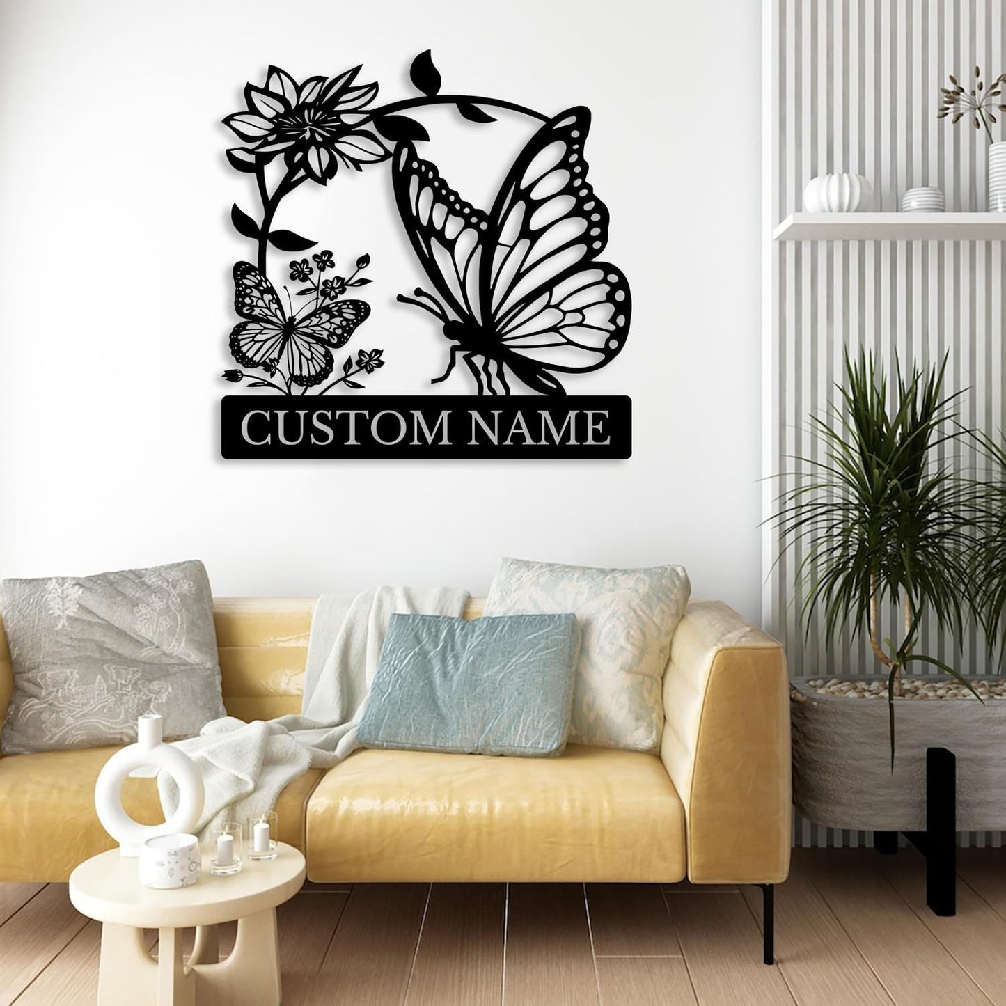 Custom Butterfly Metal Sign,Personalized Butterfly House Number Signs,Personalized Gardener Name Sign,Garden Patio Wall Decor (Style-5)