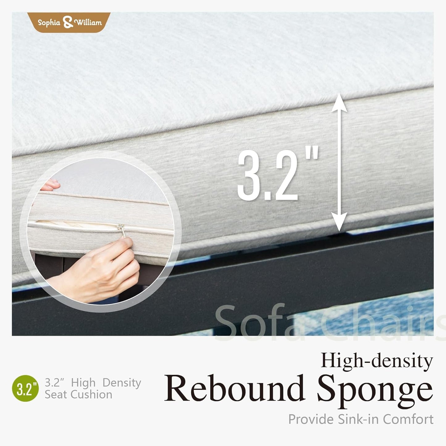 Sophia & William Outdoor Patio Furniture Set, Metal Sectional Sofa Set Patio Conversation Set with Cushions-2 x Single Sofa with Side Table