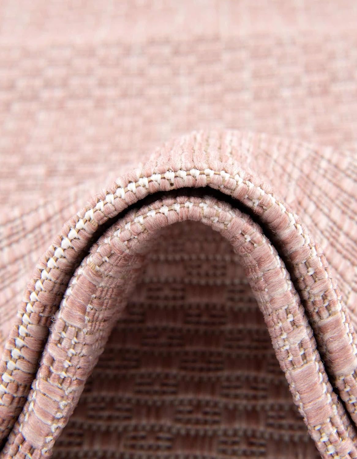 Unique Loom Collection Casual Transitional Solid Heathered Indoor/Outdoor Flatweave Area Rug (2' Round, Whisper Pink/Ivory)