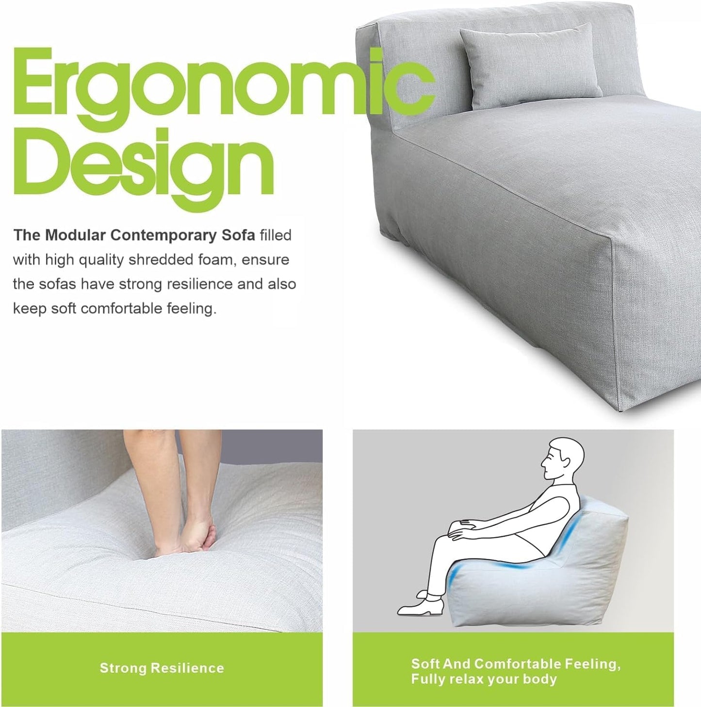 Outdoor Bean Bag Lounger Chair, Big Comfy Outdoor Daybed for Sunbathing and Tanning - Water-Resistant Patio Chaise and Pool Sun Lounger Furniture for Beach Deck (Light Grey)