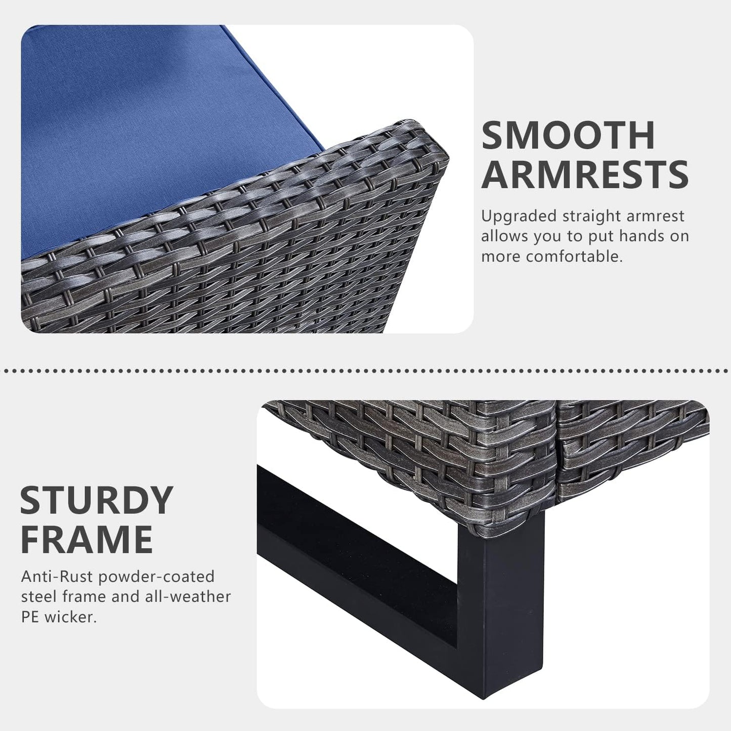 HUMMUH Patio Furniture 10 Piece PE Wicker 6-Seater Outdoor Sectional Sofa Patio Swivel Chairs Outdoor Chairs with Tables for Porch,Garden,Backyard,Deck